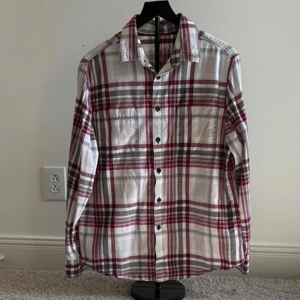 Mossimo Supply Co. Gray and Red Plaid Shirt